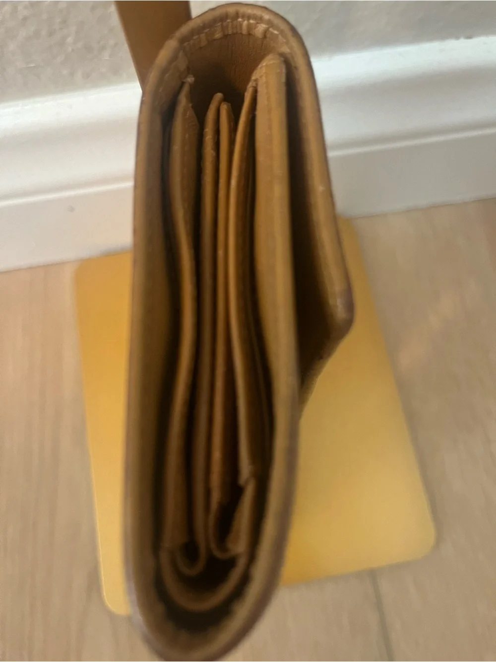 MCM München Visetos Cognac Long Continental Wallet with Pink Croc-Embossed Strip